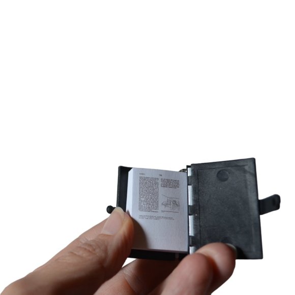 Key Chain Miniature Book Holy Bible with Text Readable Black 1.75'x1.25'x0.25' - Picture 4 of 5